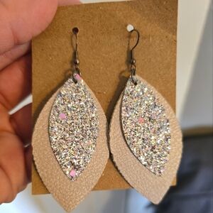 Multicolor Glitter Leather Earrings